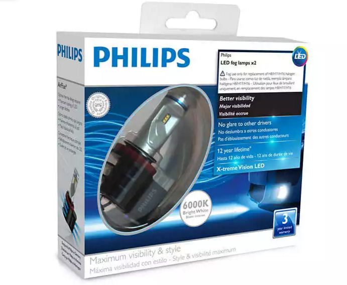 светодиодная LED fog лампа в ПТФ авто Philips X-treme Ultinon H8/H11/H16