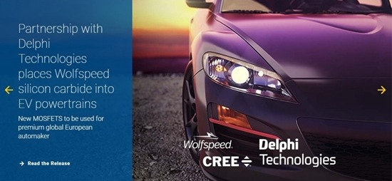 <pre>Cree и Delphi Technologies будут совместно разрабатывать автомобильные карбидокремниевые устройства для электромобилей
